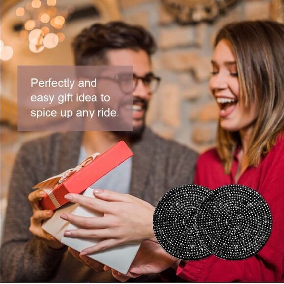 Black Bling Rhinestone Car Coasters for Cup Holder 2 Pack - Picture 6 of 6